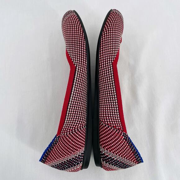 Rothy’s Mirror Stripe Red White Blue Round Toe Flats Special Edition Shoe Size 7 - Picture 3 of 14